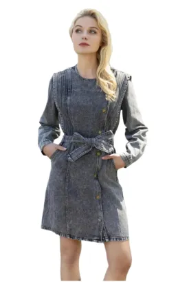 Clever Alice Asymmetrical Grey Denim Dress