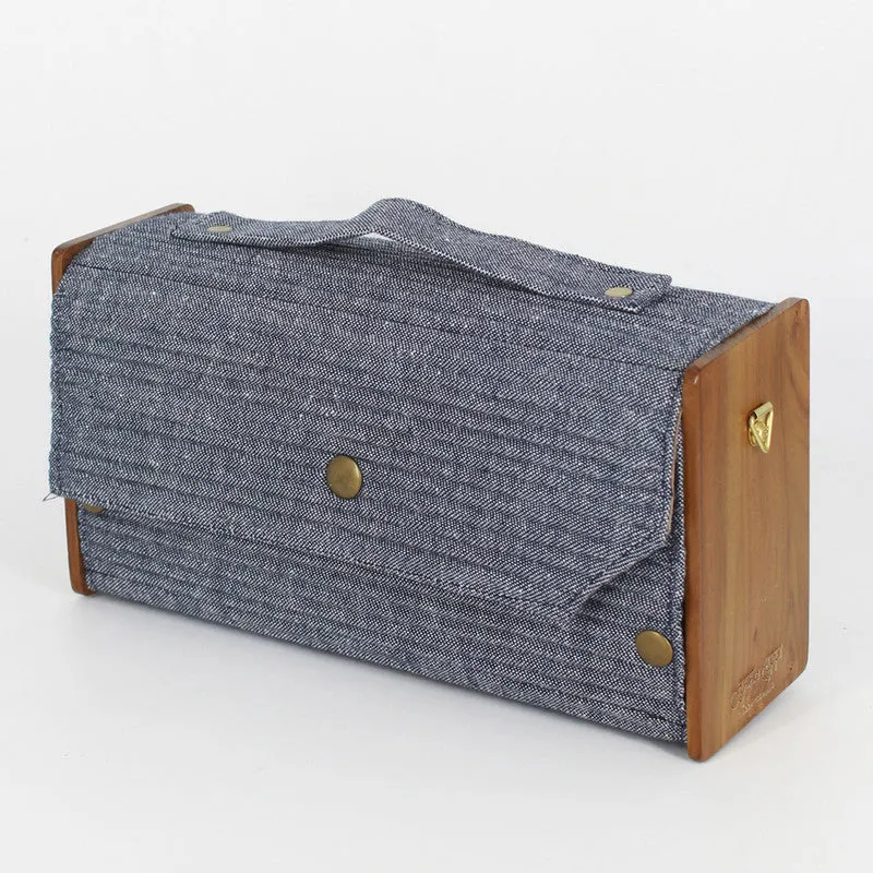 Clutch for Women | Box Clutch | Cotton & Re-Claimed Wood | Denim