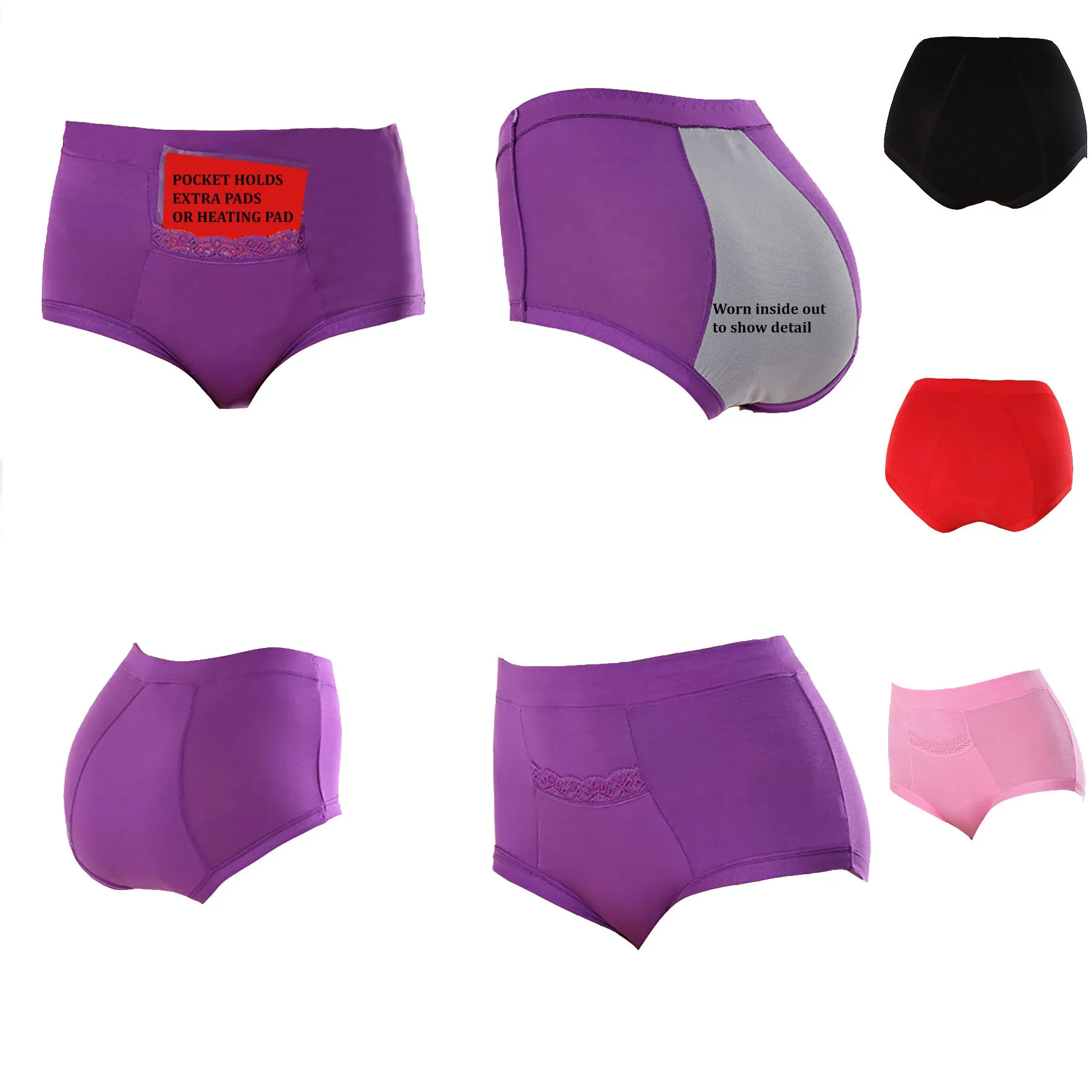 CODE RED Period Panties with Pocket- Purple- XL