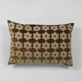 Cognac Daisy Cushion - Cotton Velvet & Linen - Olsson & Jensen