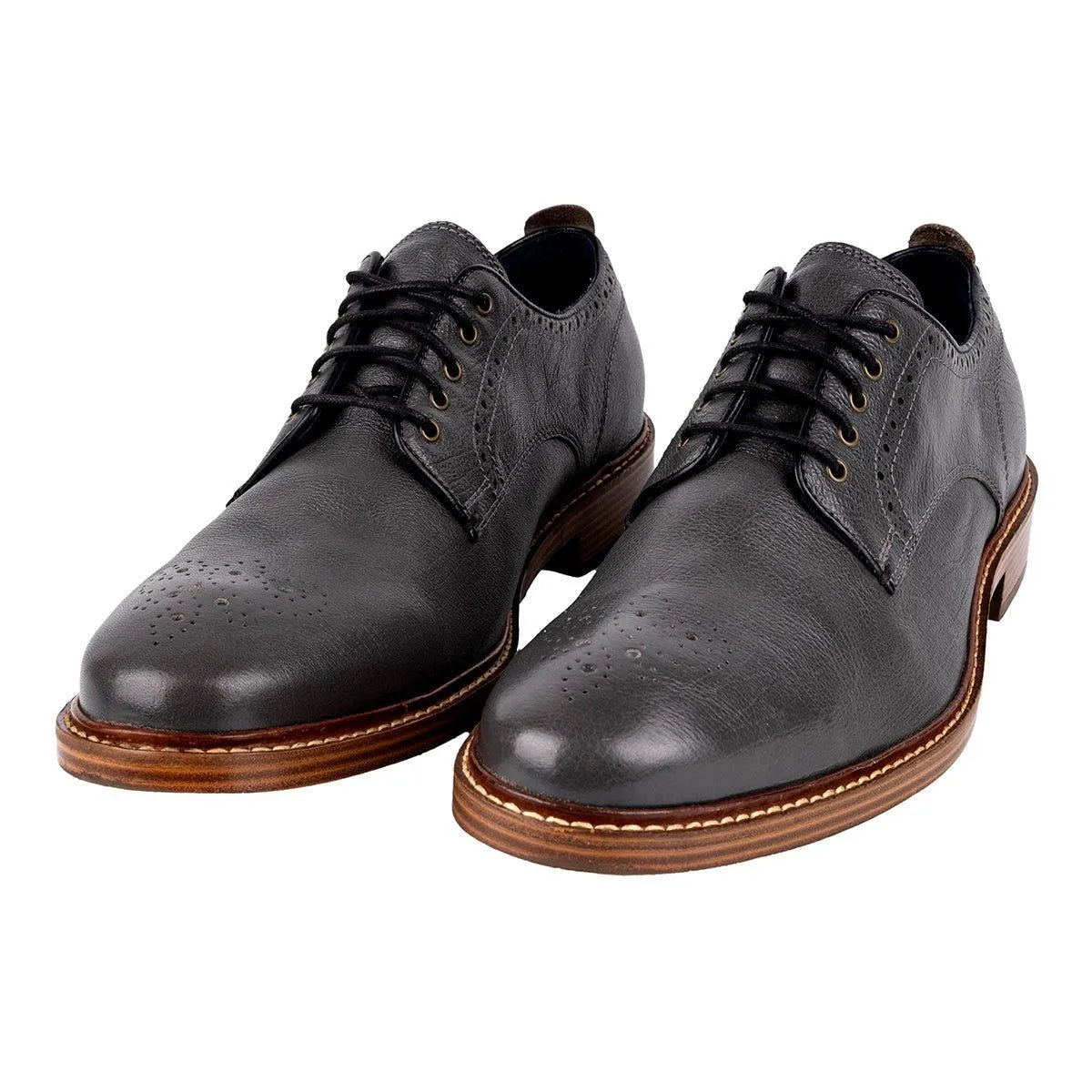 Cole Haan Brogues Formal Lace Ups Leather Grey Colour For Men