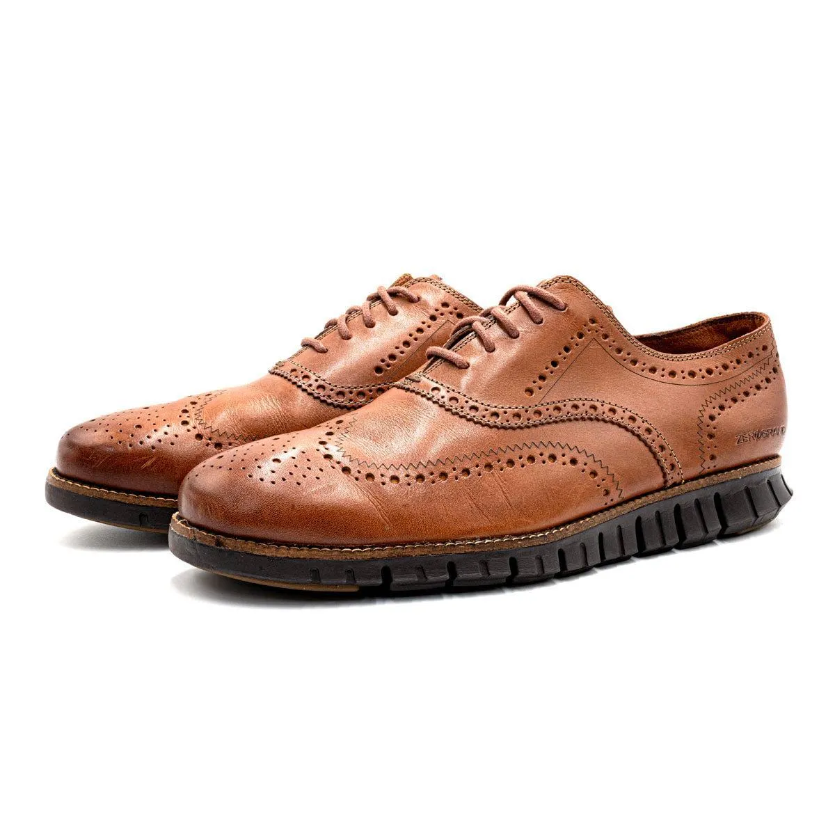 Cole Haan Zerogrand Wingtip Formal Lace Ups Leather Brown Colour For Men