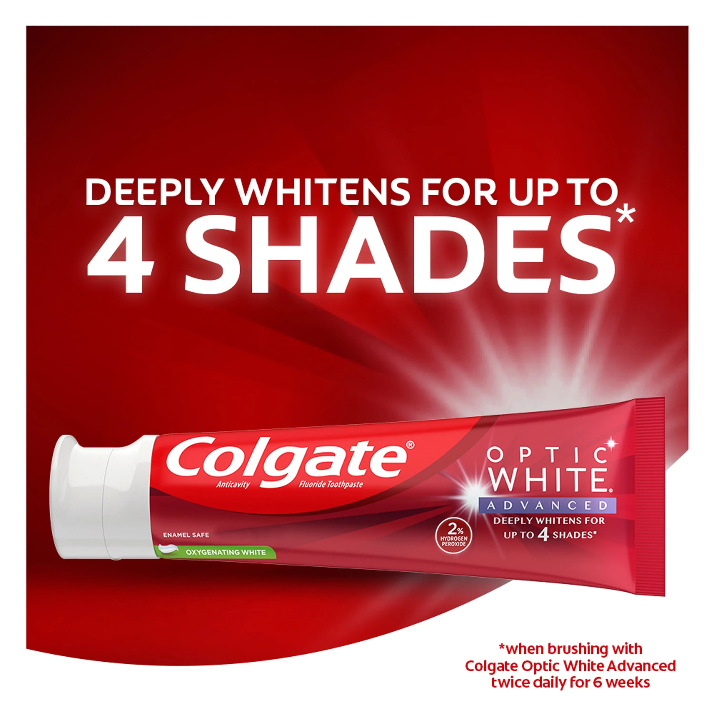 Colgate Optic White Advanced Hydrogen Peroxide Toothpaste, Oxygenating White, 3.2 oz