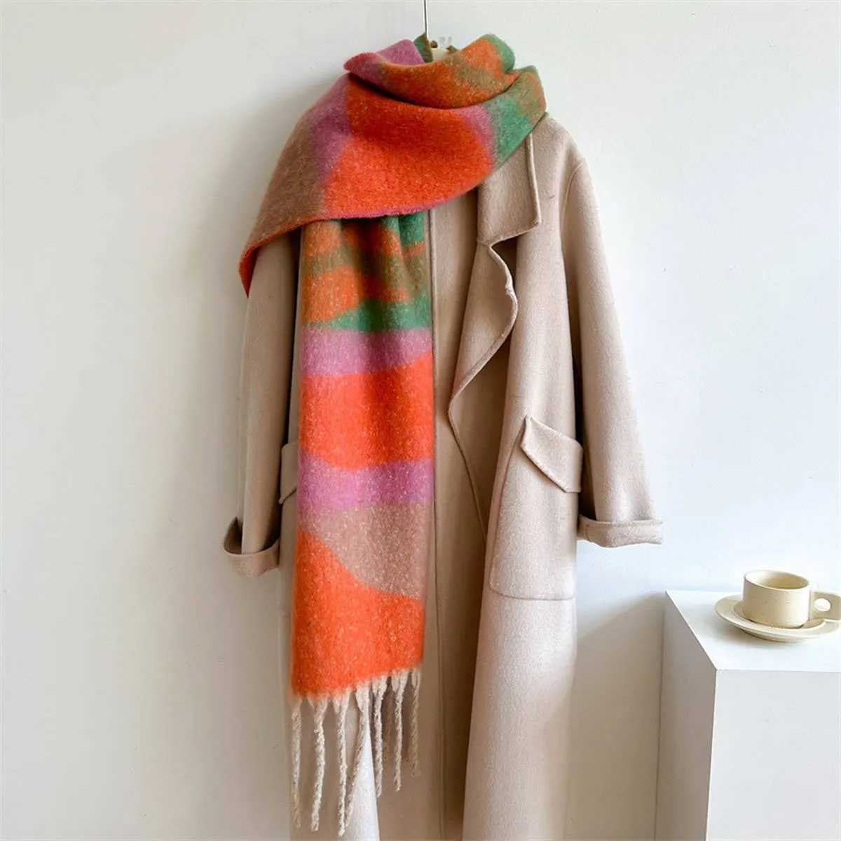 Contrast Scarf - Blue   Pink