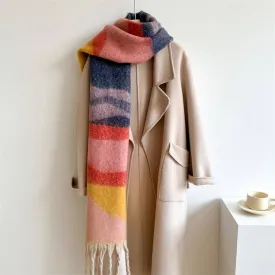 Contrast Scarf - Blue   Pink