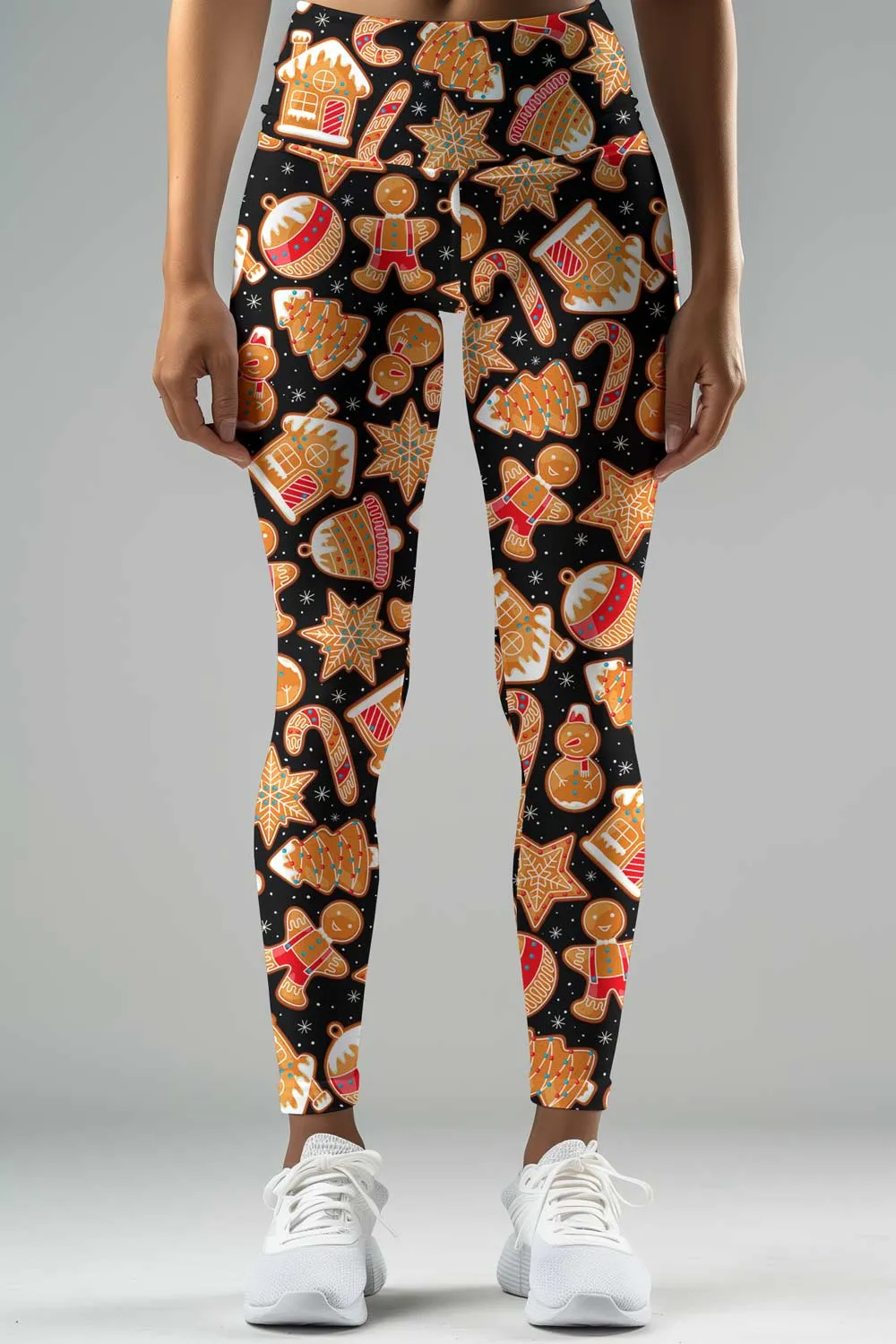 Cookie Time Lucy Black Christmas Print Leggings Yoga Pants - Women