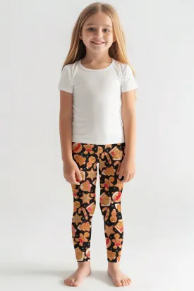 Cookie Time Lucy Black Cute Christmas Printed Leggings - Kids