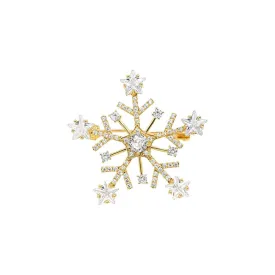 Copper White Diamond Snowflake Brooch