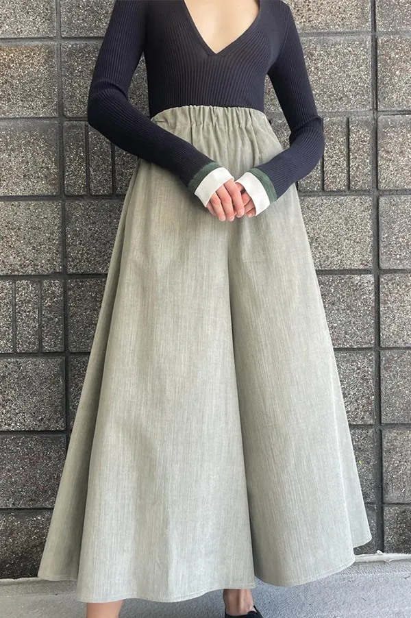 Corduroy Gaucho Pants in Silver