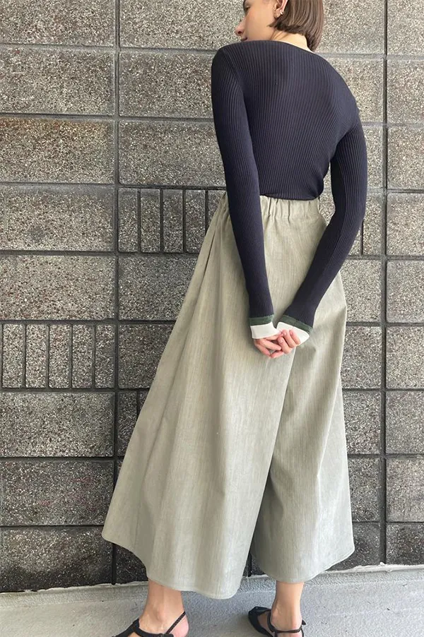 Corduroy Gaucho Pants in Silver