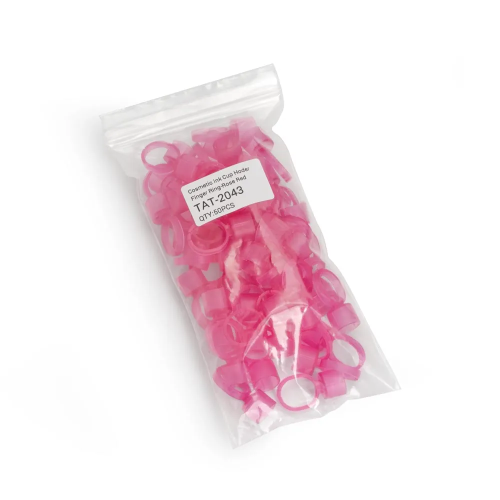 Cosmetic Ink Cup Holder Finger Ring — Pink — Bag of 50