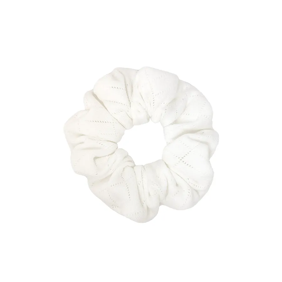 Cotton Scrunchie in Pointelle Powder