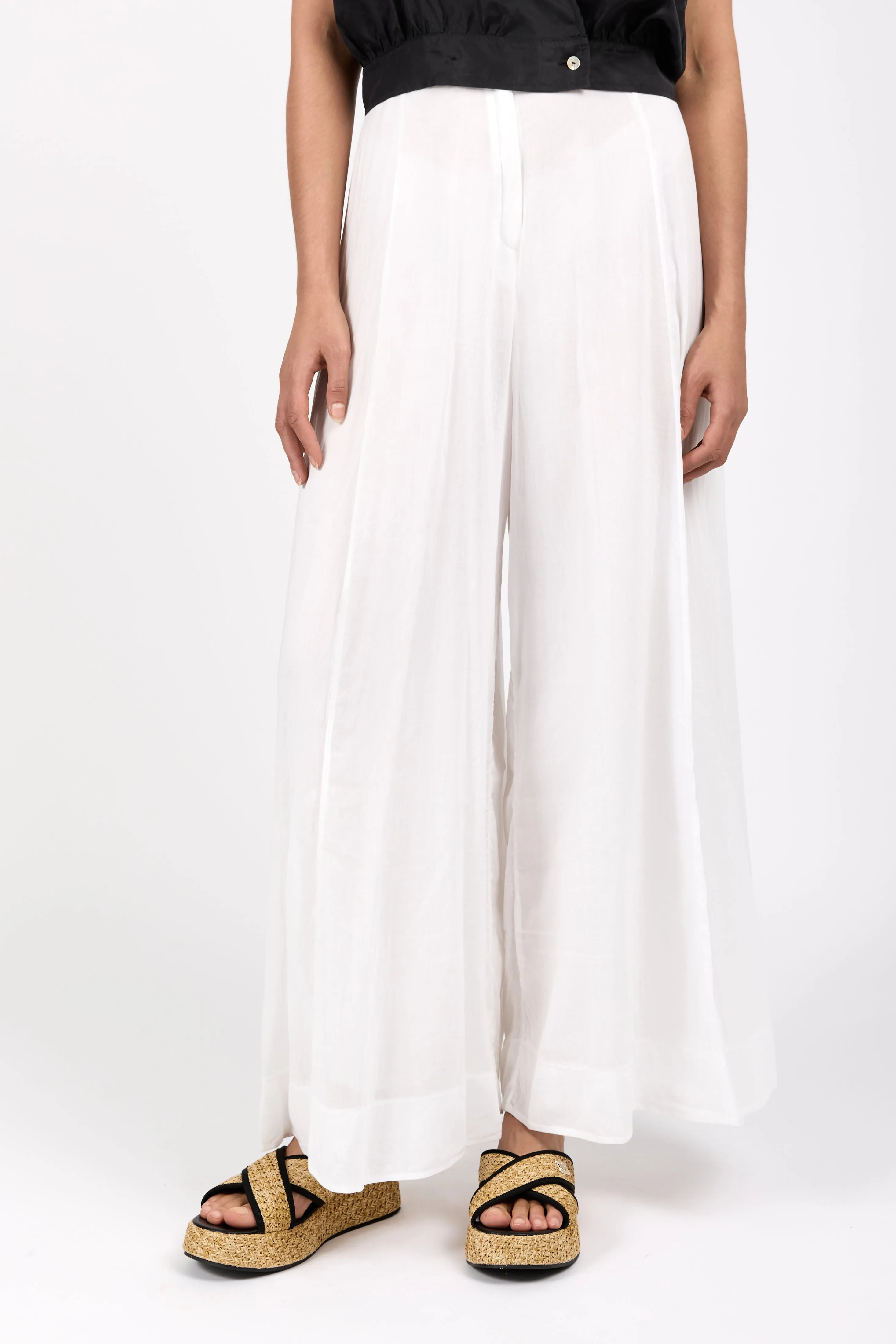 Cotton Silk Voile Pant in Pure White