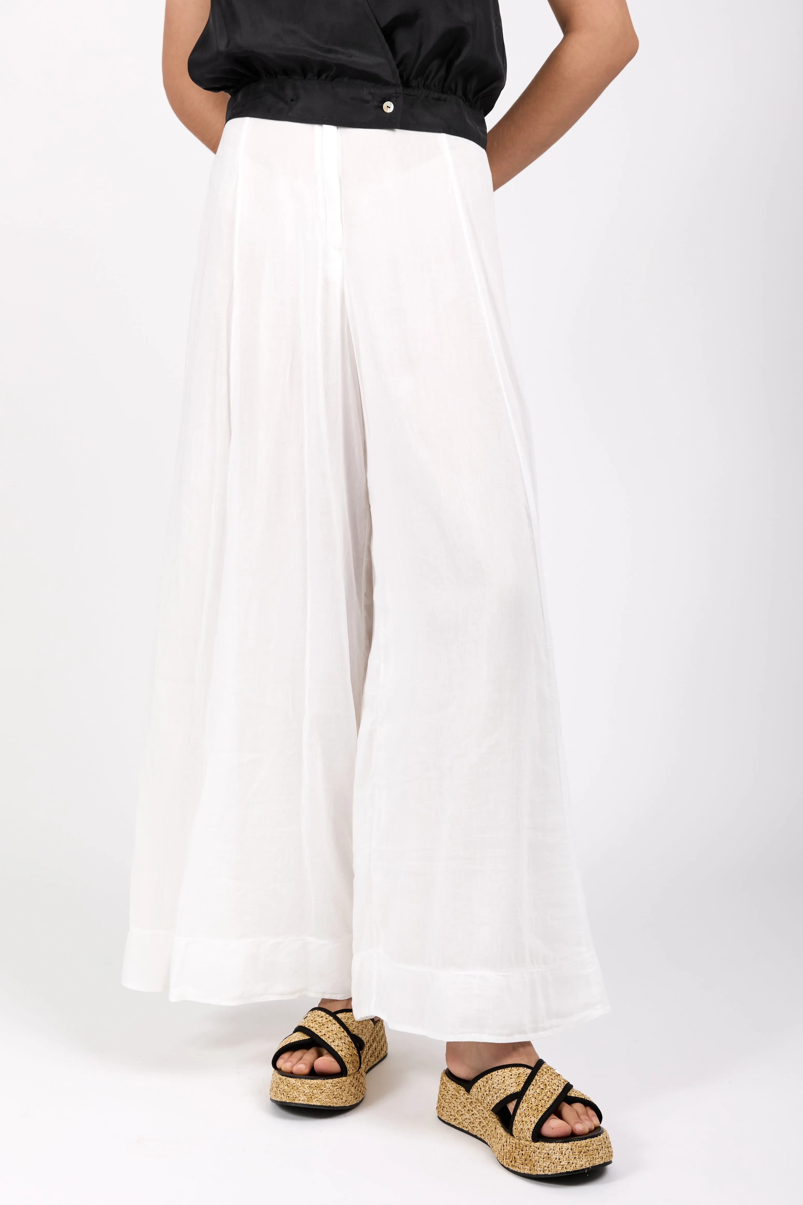 Cotton Silk Voile Pant in Pure White