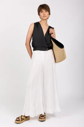 Cotton Silk Voile Pant in Pure White