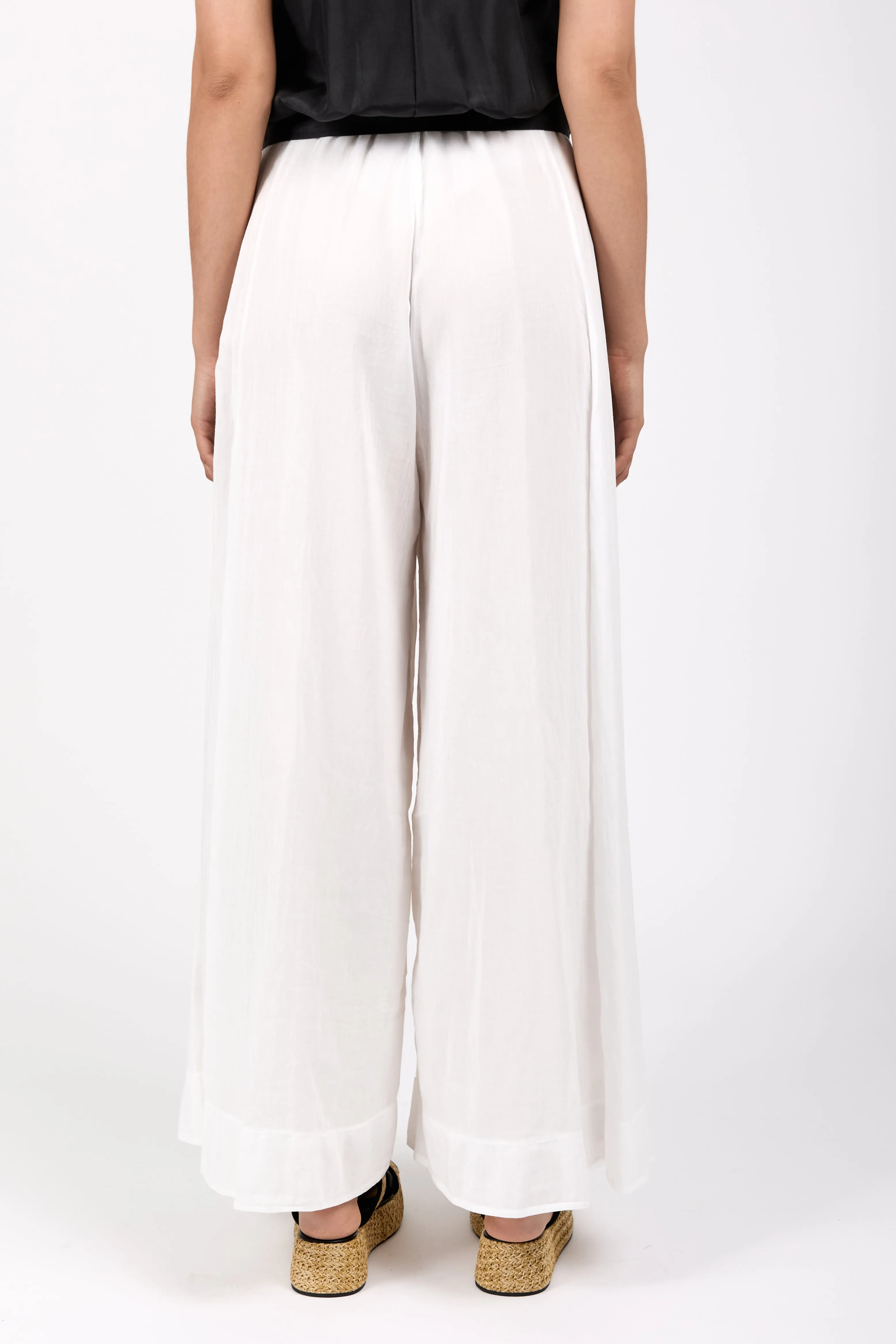 Cotton Silk Voile Pant in Pure White