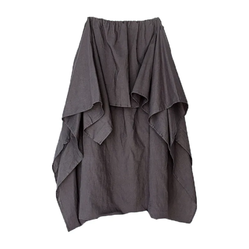 Cotton Wide Leg Pants Gray Women Trousers P4101