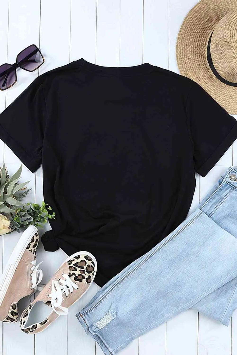 Cow Graphic Round Neck T-Shirt