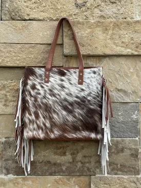 Cowhide Leather Fringe Large Tote Bag