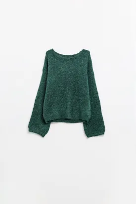 Cozy Balloon Sleeve Jumper in Emerald Green