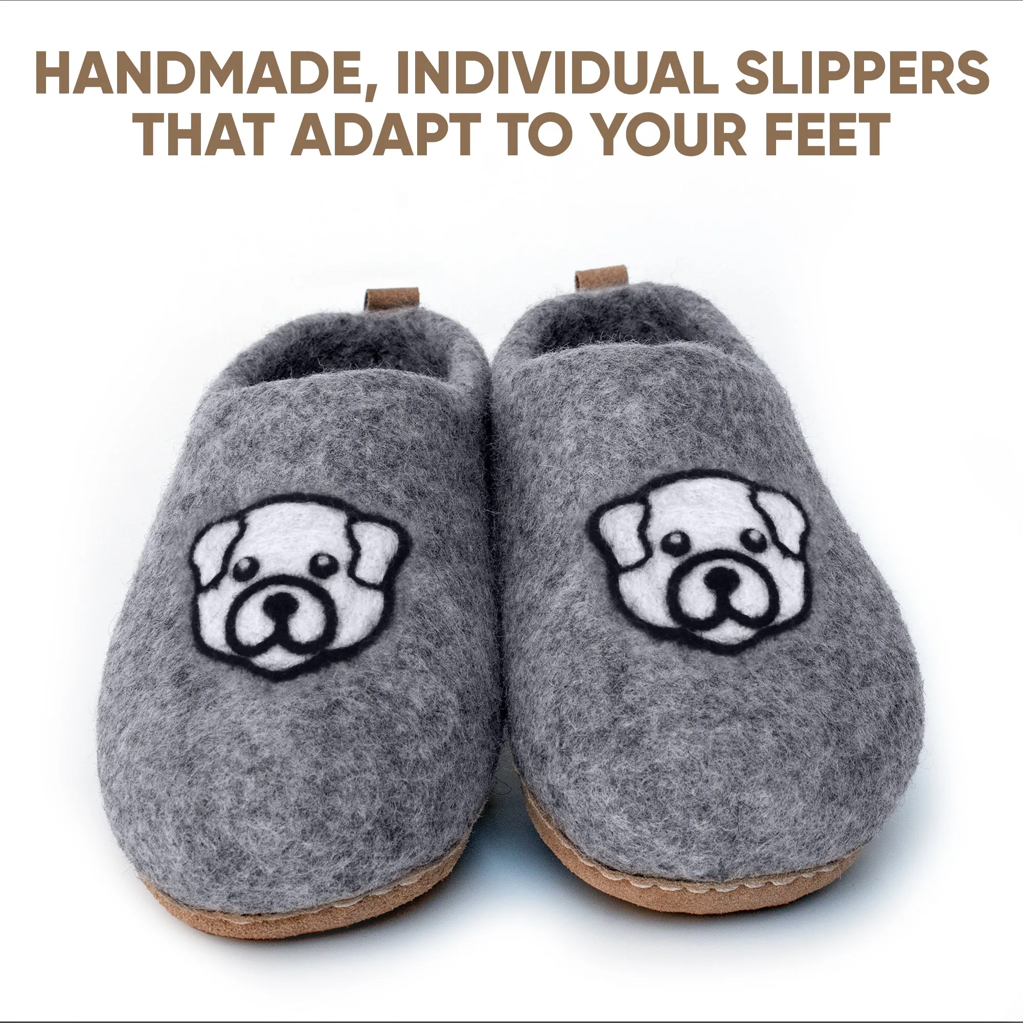 Cozy Wool Slippers Unisex Shoes Dog Face Gray Print for Men & Women