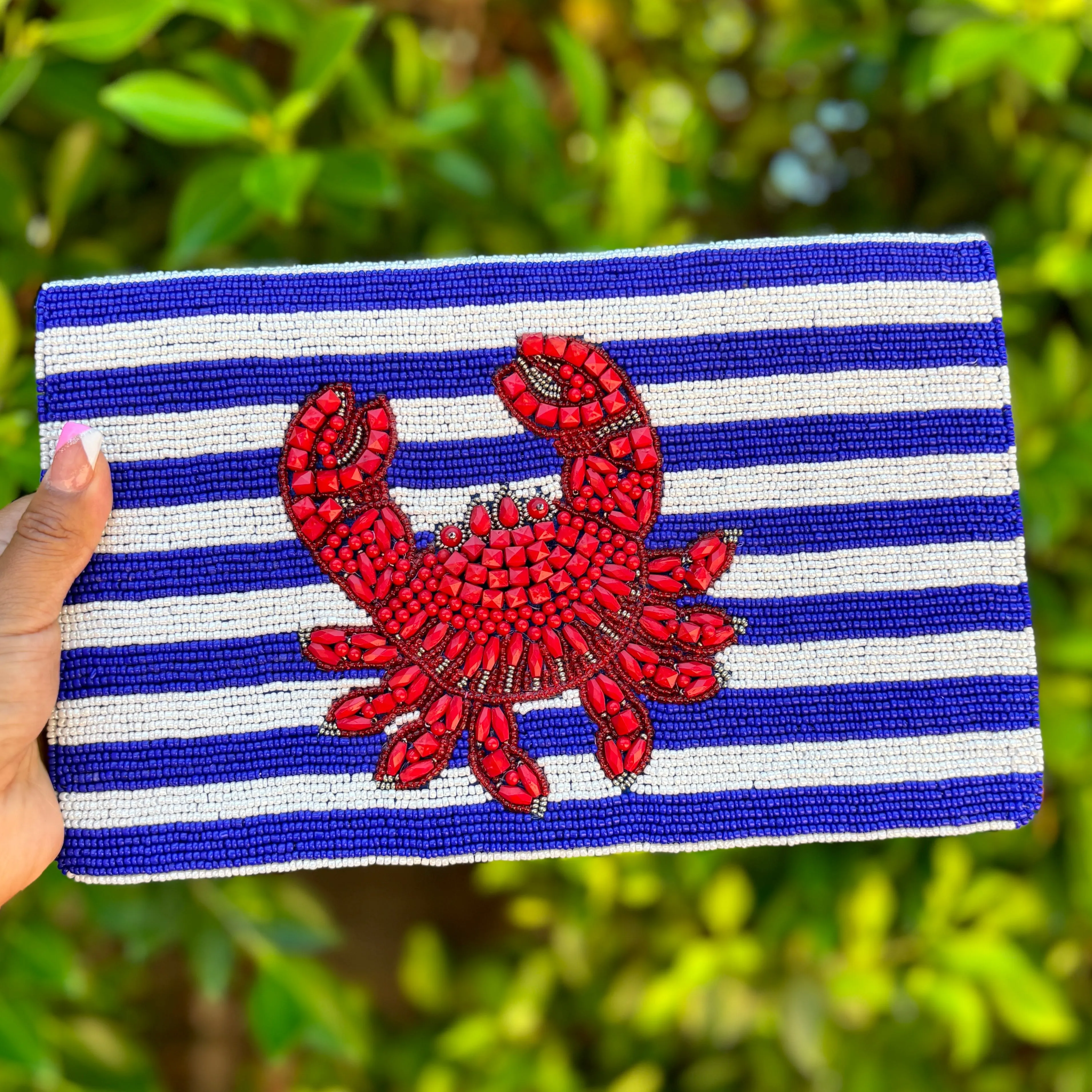 Crab Beaded Clutch Purse