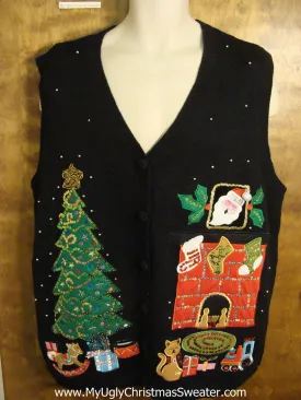 Crazy Cat Lady Gem Ugly Christmas Sweater Vest