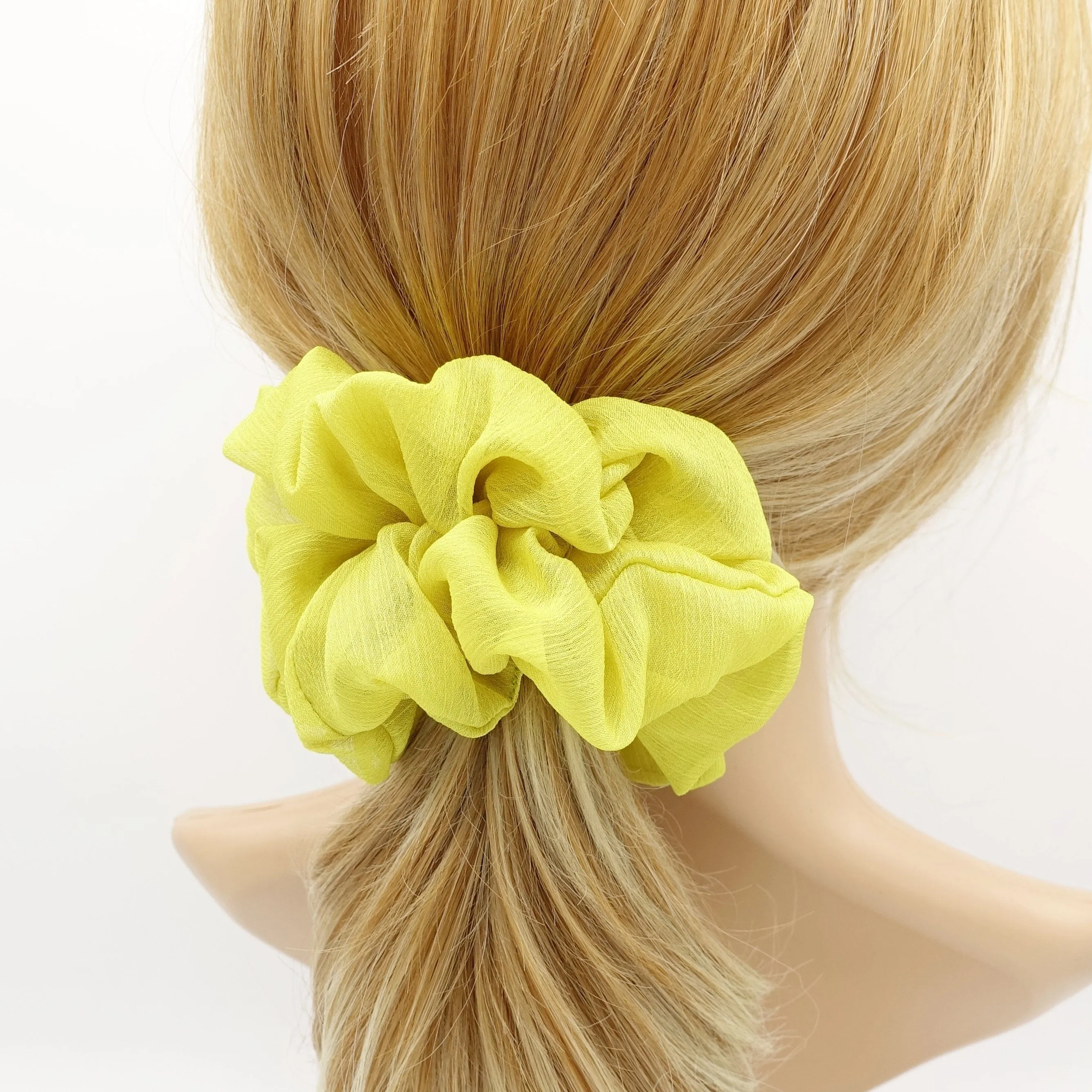 crinkled chiffon scrunchies solid sheer hair elastic scrunchie woman hair accessory