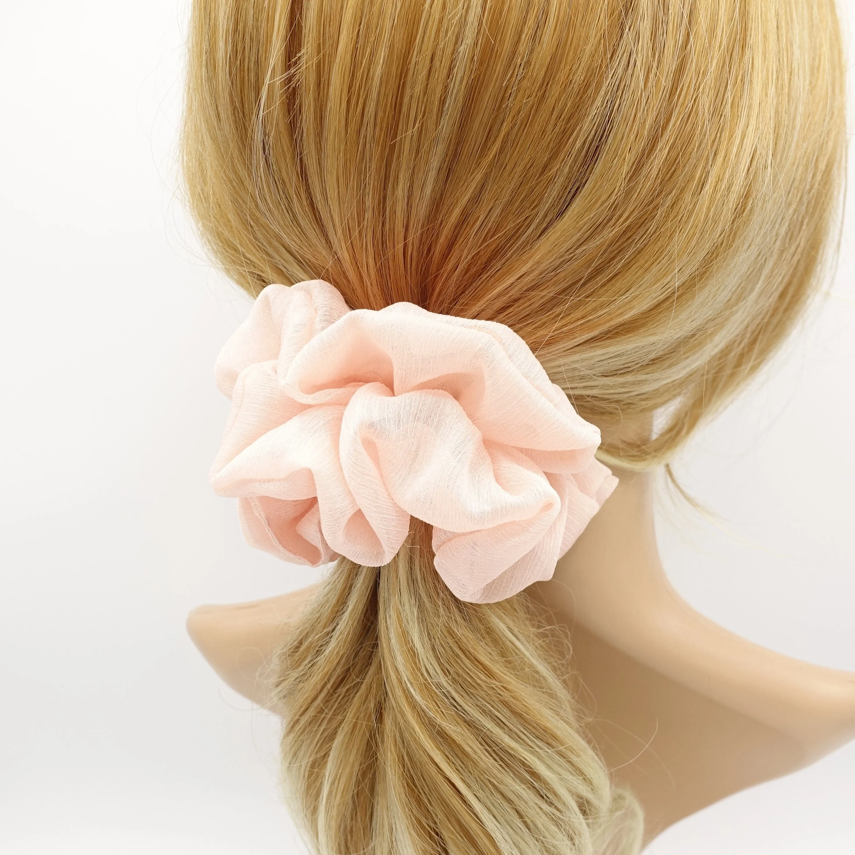 crinkled chiffon scrunchies solid sheer hair elastic scrunchie woman hair accessory