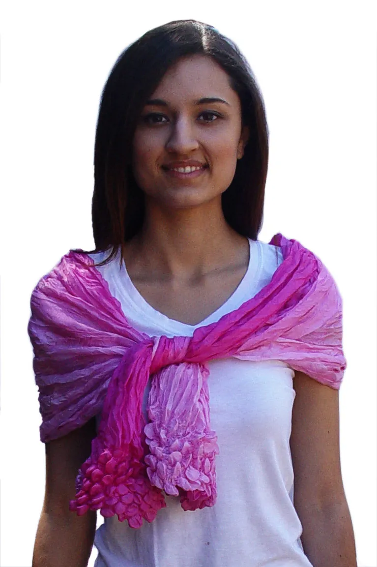 Crinkled Pure Silk Tie Dye Scarf