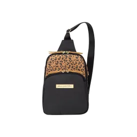 Criss-Cross Sling in Leopard Leatherette