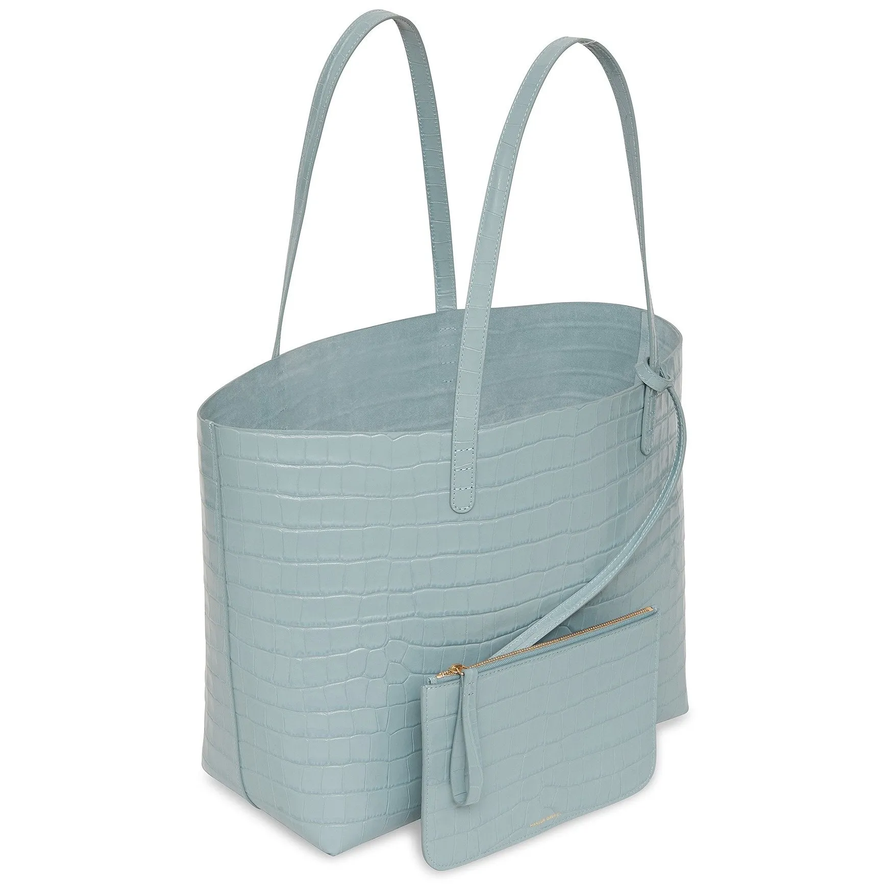 Croc Embossed Large Tote - Light Blue