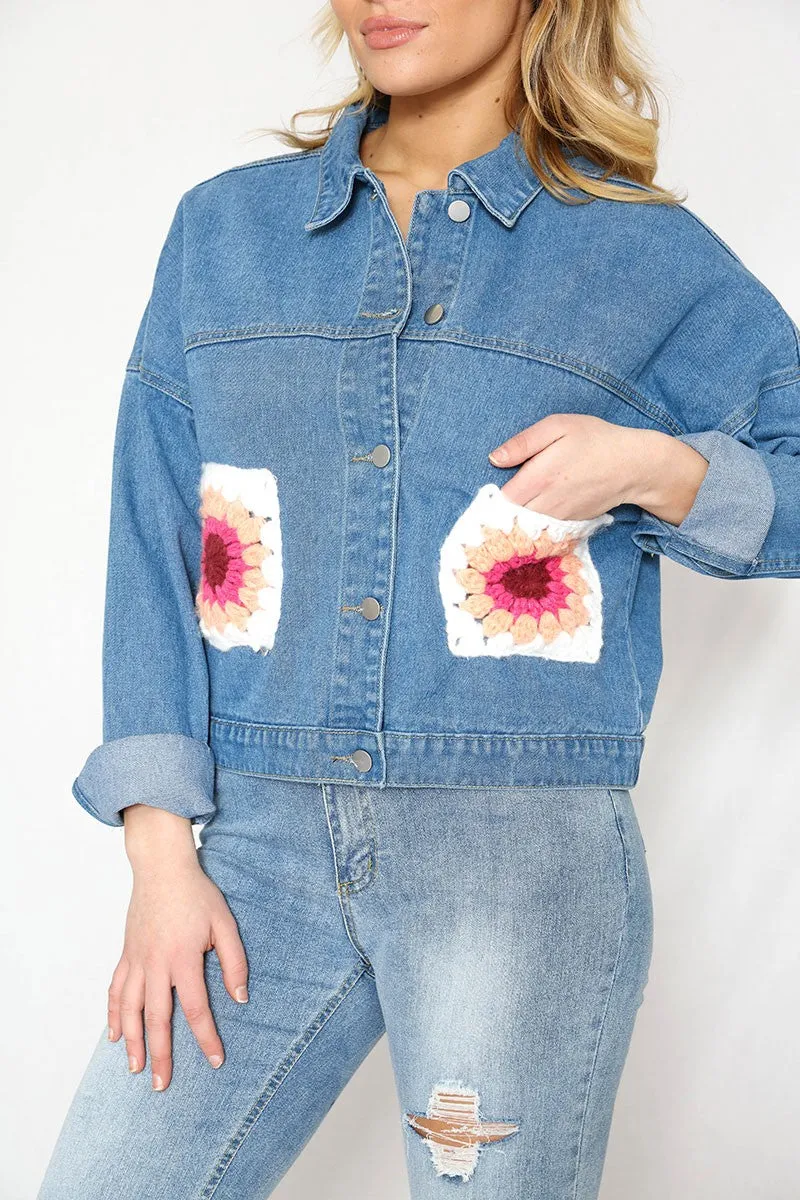 Crochet Pocket Denim Jacket