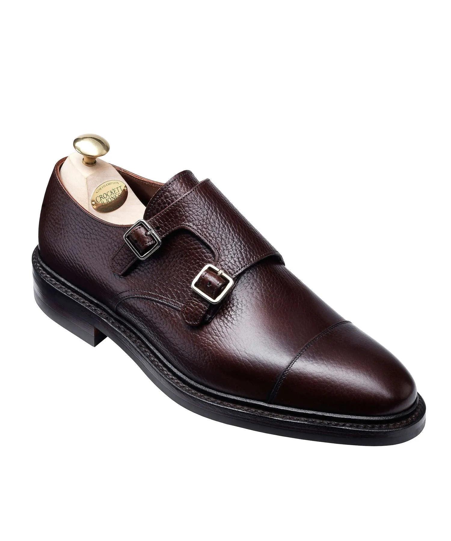 Crockett and Jones Harrogate Double Monkstrap Shoe in Dark Brown