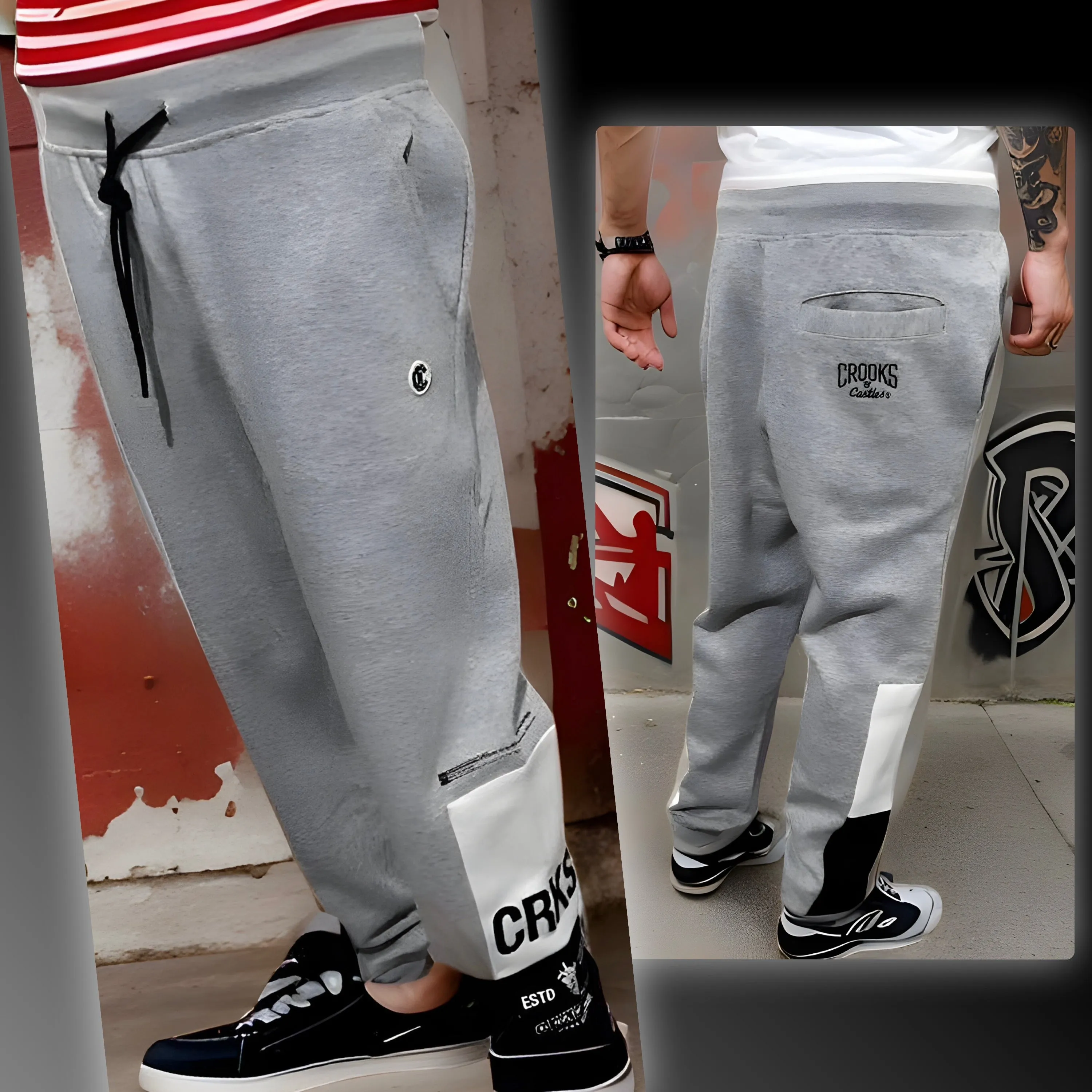 ^CROOKS & CASTLES^ (GREY) ~RULING ELITE~ JOGGER SWEATPANTS