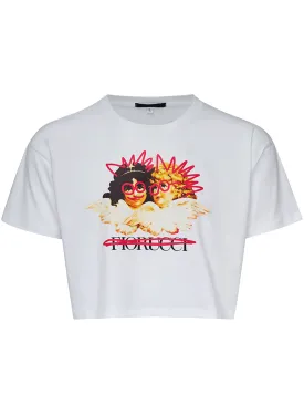 Cropped T-Shirt With Fiorucci Cross