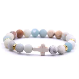 Cross Bead Bracelet <br> Colorful Stones