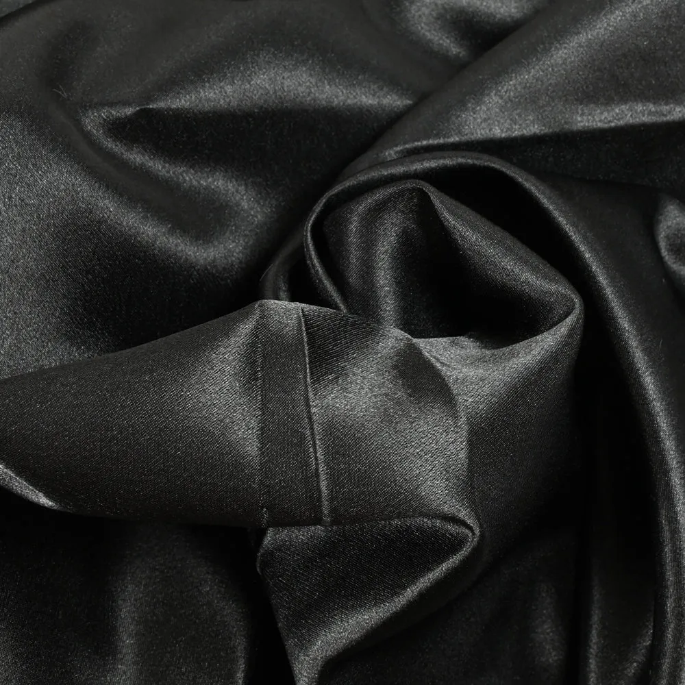 Crêpe satin polyester noir