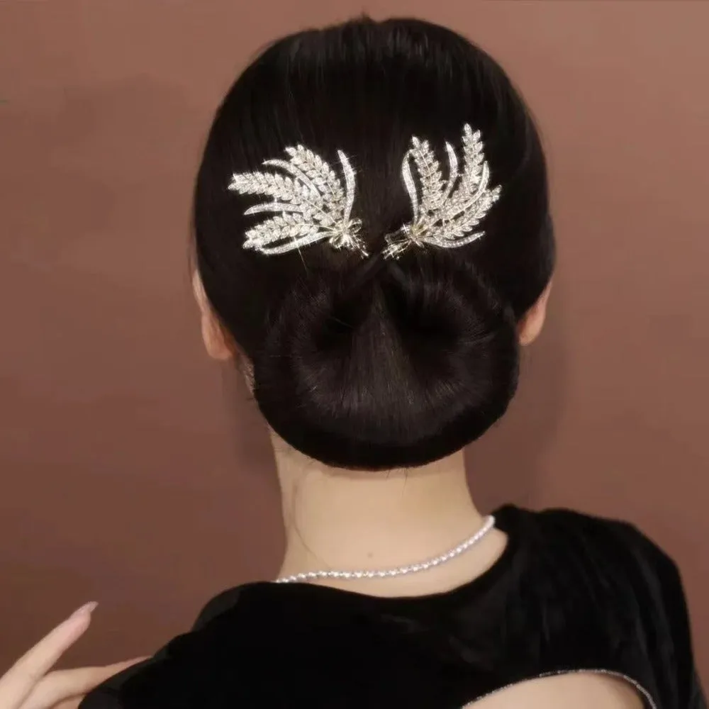 Crystal Feather Hair Clips