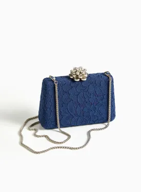 Crystal Flower Lace Clutch