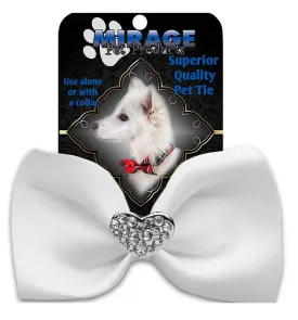 Crystal Heart Widget Pet Bowtie White