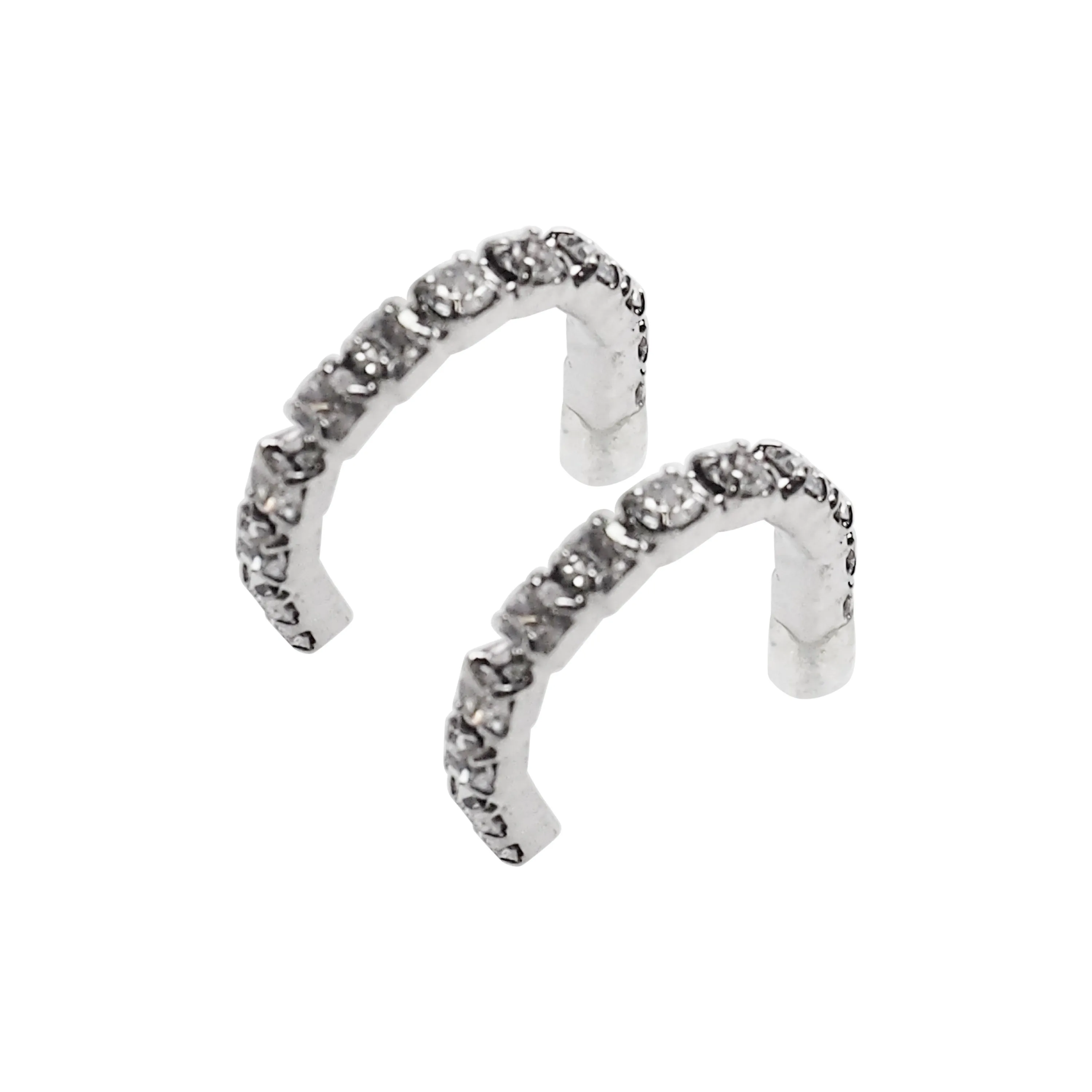 Crystal Invisible Clip On Hoop Earrings (Silver tone)