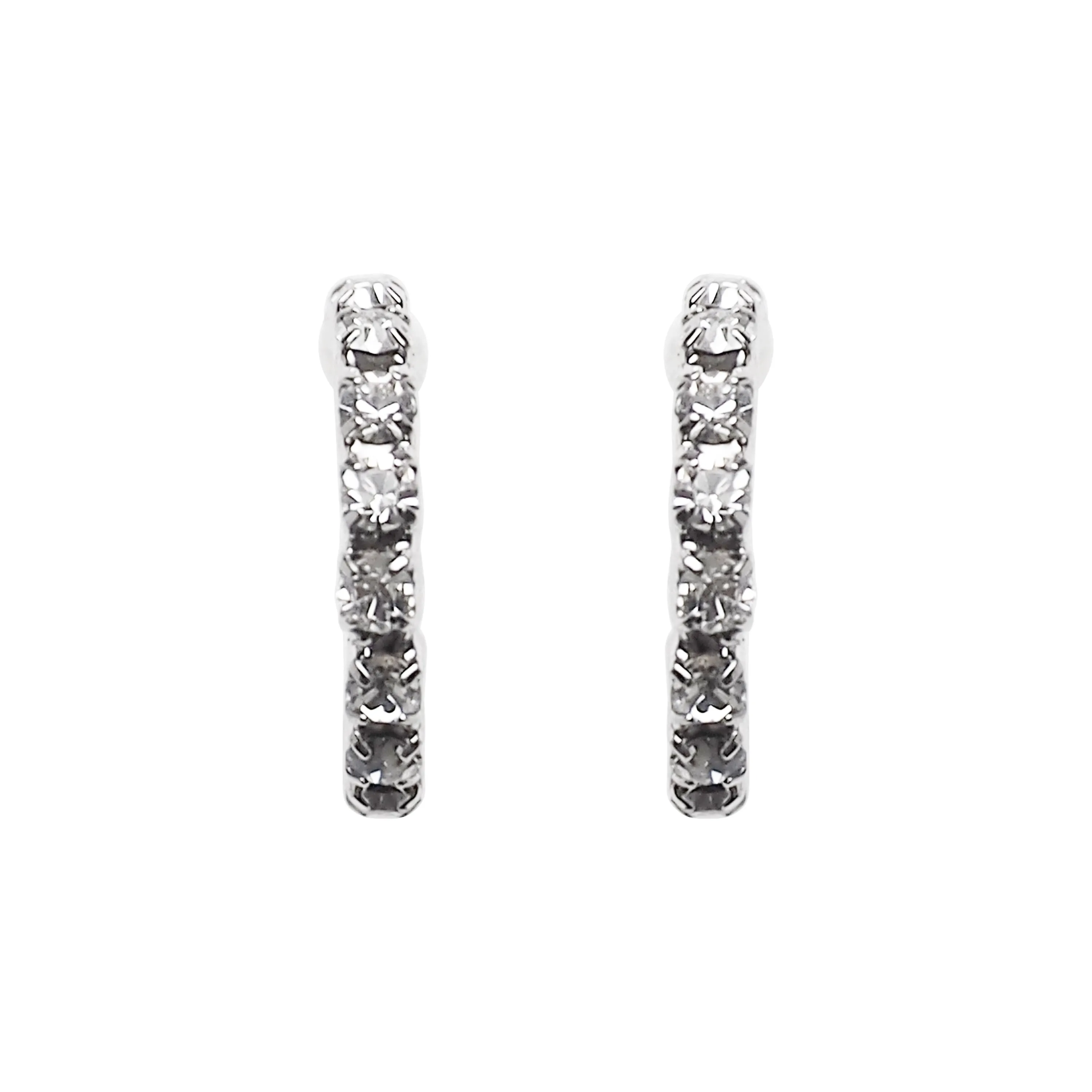 Crystal Invisible Clip On Hoop Earrings (Silver tone)