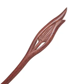 CrystalMood Handmade Carved Wood Hair Stick Bud