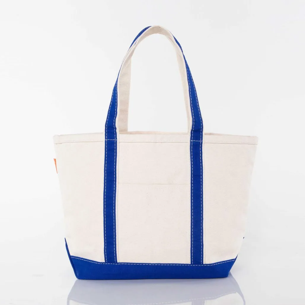 Custom Large Canvas Boat Tote Bag with Shadow Block Initial