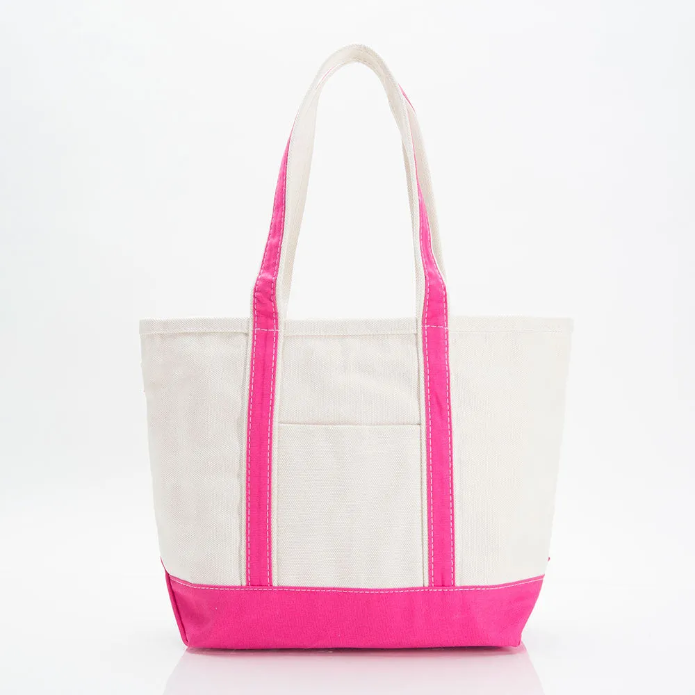 Custom Large Canvas Boat Tote Bag with Shadow Block Initial