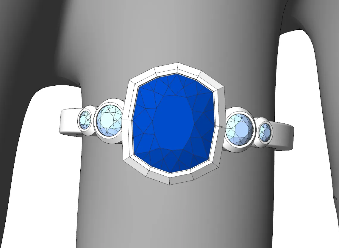 Custom Listing for Maxine - Sapphire & Diamond Multi Bezel Ring