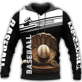 Custom Name Baseball 3D Tee Shirt For Men Women, Baseball Pattern Hoodie, Winter Baseball Player Gift