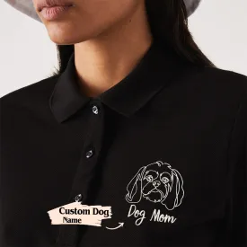 Custom Shih Tzu Dog Mom Embroidered Polo Shirt, Personalized Polo Shirt with Dog Name, Best Gifts For Shih Tzu Lovers