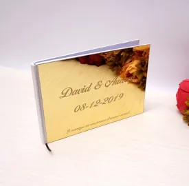 Custom Wedding Guest Book, Personalized Wedding Guestbook, Gold Silver Reception Signing Book, Engagement Party Bridal Shower Elegant